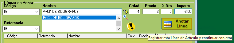 Devolución de producto en TpvSof