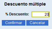 Ventana de descuento múltiple en compras