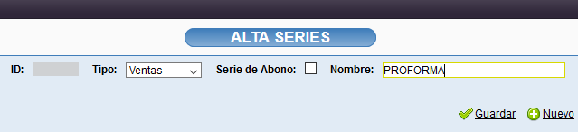 Series para la factura proforma en Solincloud