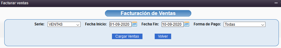 Filtro de facturación de ventas
