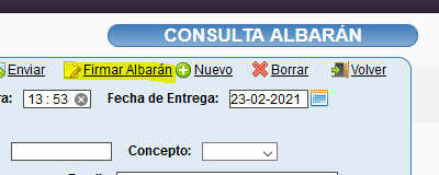 Botón Firmar Albarán en Solincloud