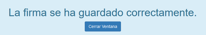 Confirmación de guardado de firma.