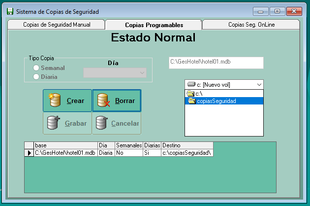 Copias de seguridad programables en Geshotel