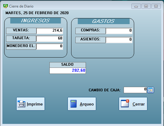 Cierre caja