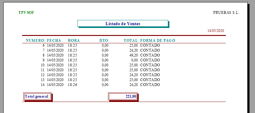 Informe correcto tras aplicar configuración