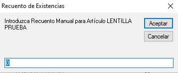 Recuento manual de existencias en Inventario de Optisof
