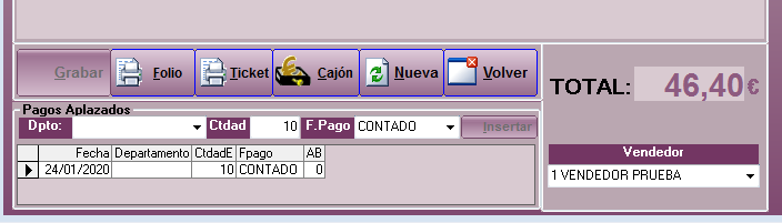 Anotar pago aplazado
