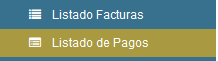 Menú Listado de pagos en Solincloud y Vestanube