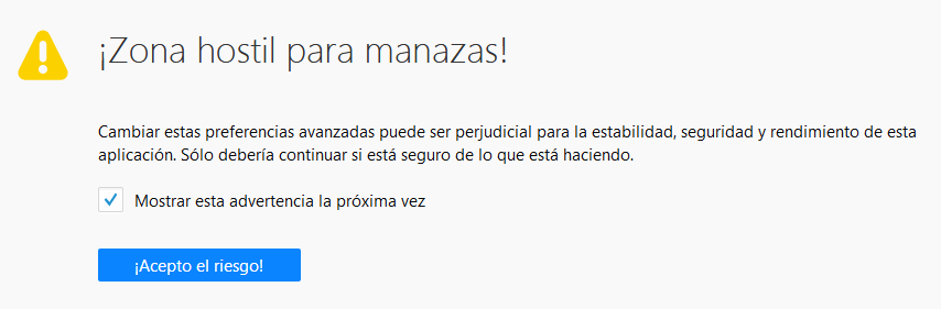 Aviso about:config