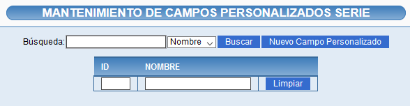Mantenimiento de campos personalizados serie