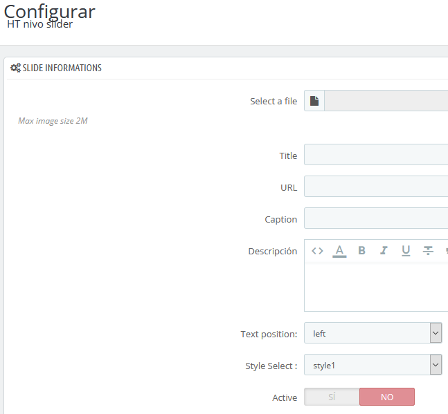 Aadir imagen al Slider de portada