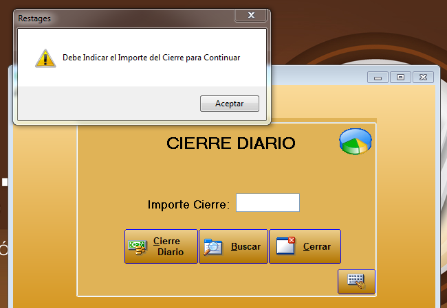 Indicar importe del Cierre antes de realizarlo