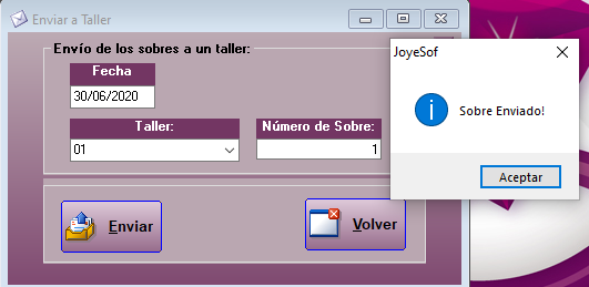 Sobre enviado al taller
