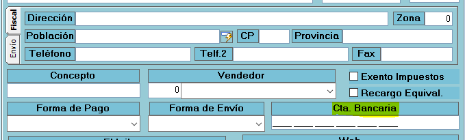 ficha cliente cuenta bancaria