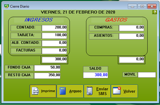 Cierre caja