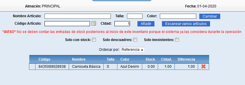 Artículo añadido al inventario