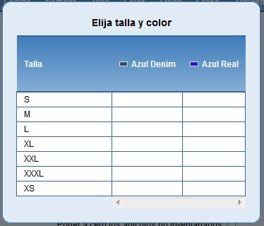 selecciona talla y color