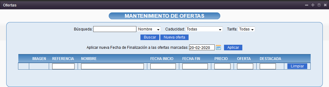 Mantenimiento Ofertas