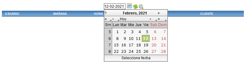 Calendario del widget de Agenda Resumida