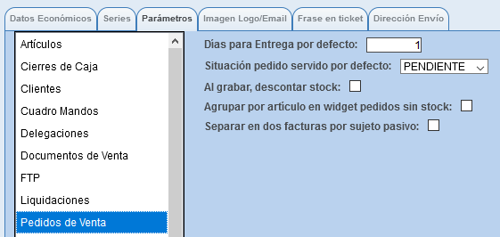 Configuración del widget de pedidos sin stock