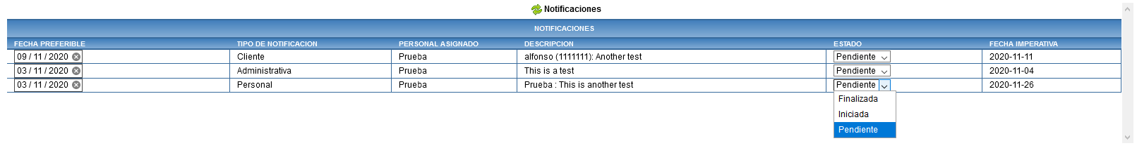 Widget en pantalla. Notificaciones